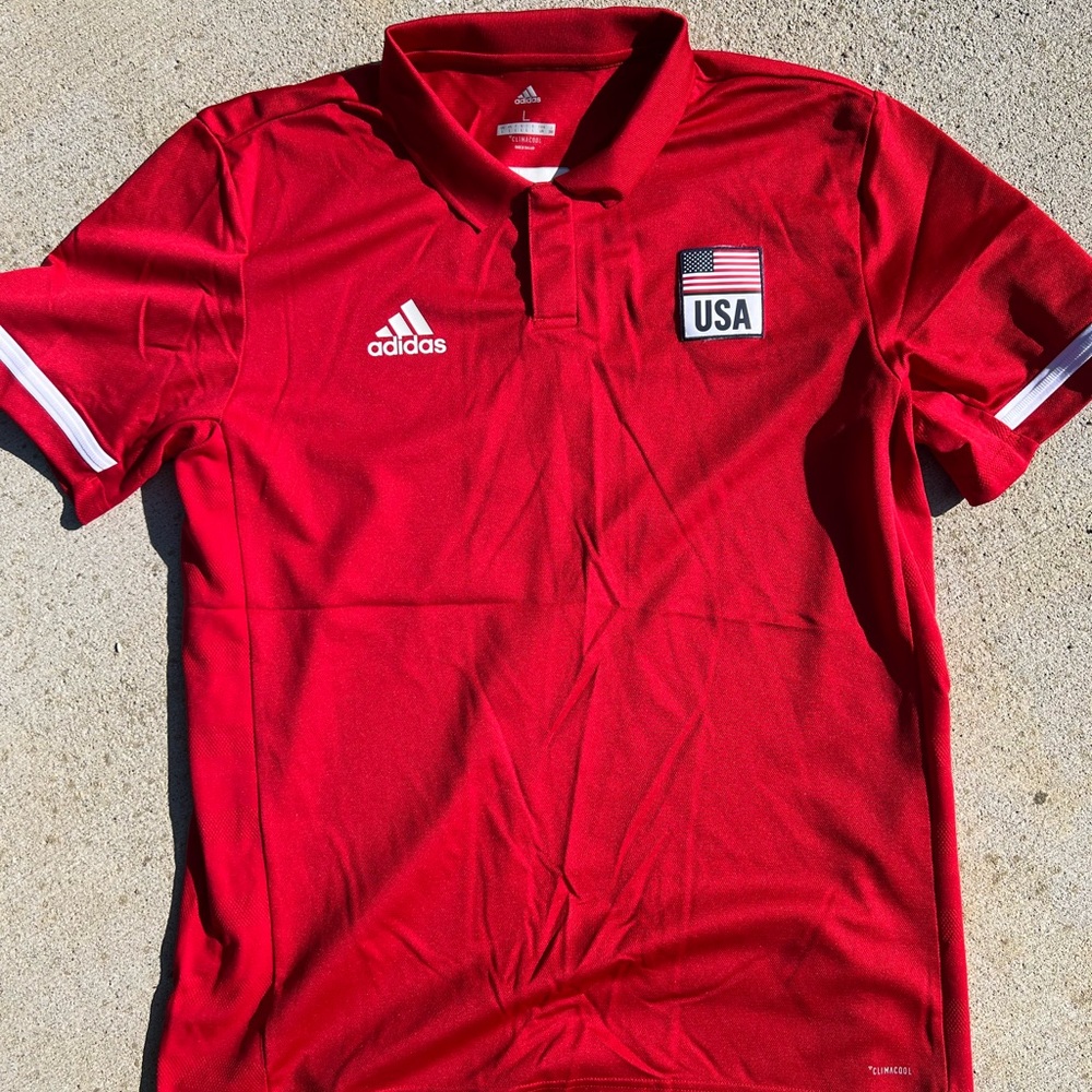 Adidas Red USA Men's Polo Shirt